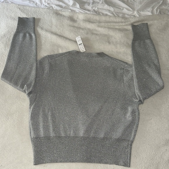 J Crew metallic silver cardigan - large brand new - Picture 2 of 3